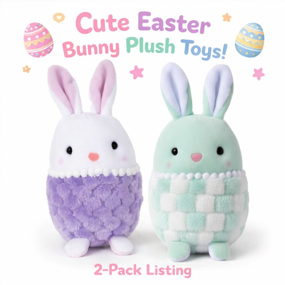 Set of 2 Douglas Easter Bunny Plush Animals For Age 2+ New w/Tag